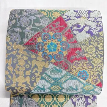 후쿠로 오비 터콰이즈 블루 당화 촉강문 아리스가와 기모노 003k