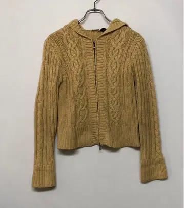 ARIZONA 구제 의류 크롭 케이블 짜임 니트 집업 후드티