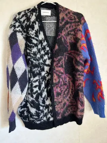 멀티 컬러 랜덤 패턴 가디건 남성용 M 사이즈