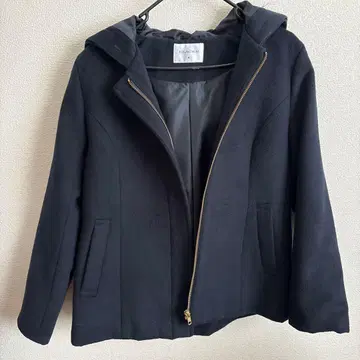 네이비 후드 부착 울 코트 M