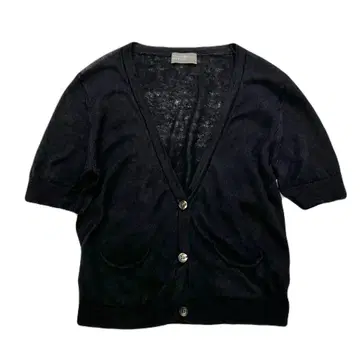 마가렛호웰 V넥 반팔 가디건 린넨 블랙 2 M