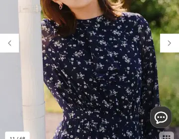 Tiaclasse 다크 네이비 꽃무늬 프리 원피스