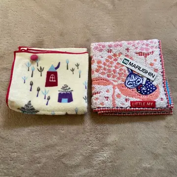 새상품 리틀 미이 타월 손수건과 무민 포켓 손수건 2장 세트