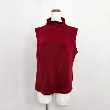 t.b 울 100% 슬리브리스 하이넥 티셔츠 레드 (40)