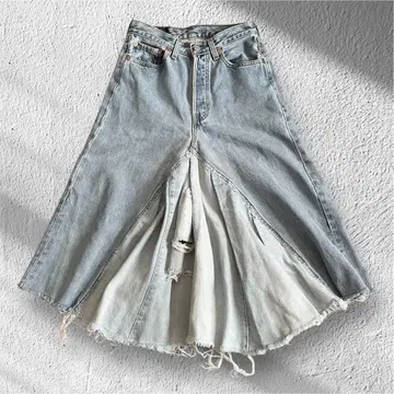 LEVI'S 502 리메이크 데님 플레어 스커트 라이트 블루