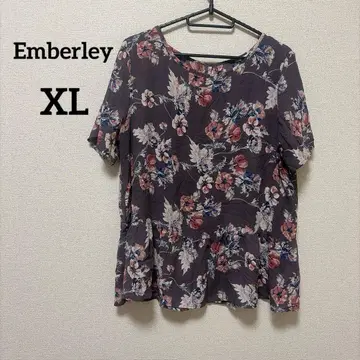 Emberley [ XL ] 꽃무늬 페플럼 상의 보라색
