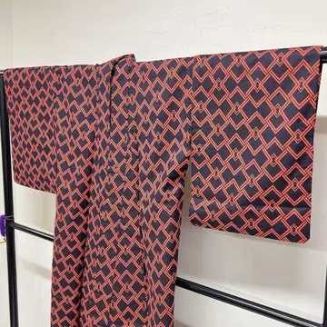 유카타 코몬 면 마름모 마름모겹 소나무껍질마름모 기모노 122tz