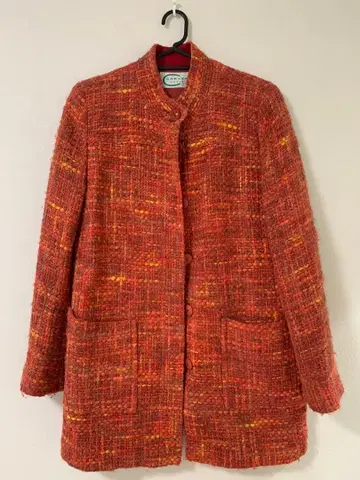 노카라 트위드 자켓 오렌지 계열