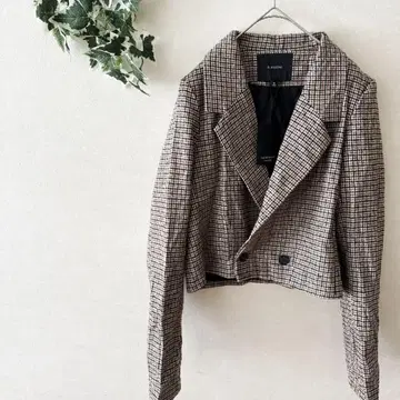 택 포함 GLASSONS [ S ] 체크 무늬 하운드투스 테일러드 자켓