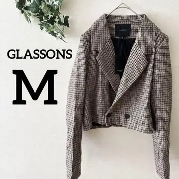 택 포함 GLASSONS [ M ] 체크 무늬 하운드투스 테일러드 자켓