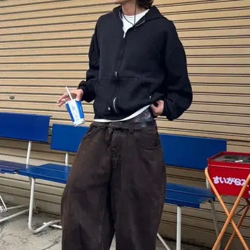 90's Russell 무지 풀 집업 후드티 M