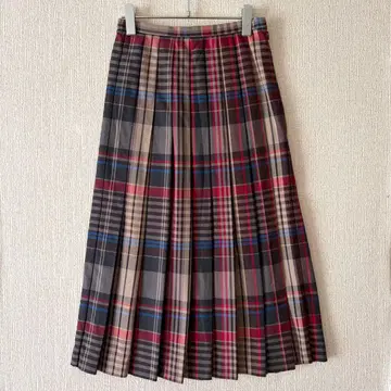 URBAN RESEARCH DOORS/체크 무늬 플리츠 롱 스커트
