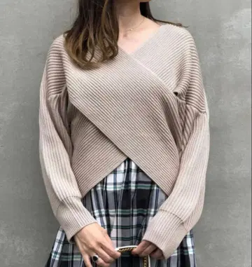 GALENA 가레나 크로스 니트 풀오버 베이지 새상품급