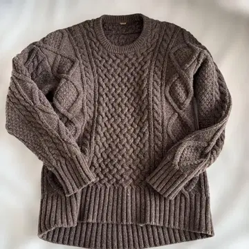 미라 오웬 케이블 짜임 니트 아란 짜임 그레이 울 나일론