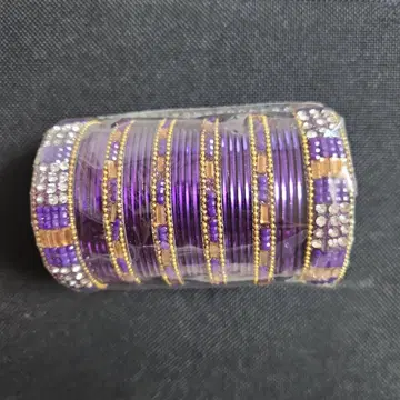 보라색 스톤 부착 뱅글 세트