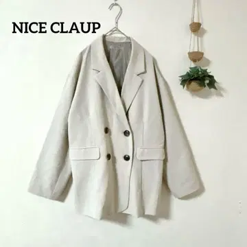 NICE CLAUP 더블 자켓 셋업 가능 빅 루즈 아이보리