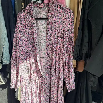 ZARA 플라워 프린트 롱 셔츠 원피스 M