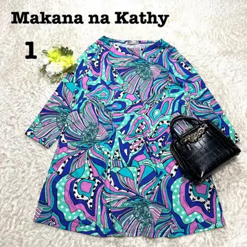 마카나나 캐시 7부 소매 튜닉 상의 올 패턴 개성있는 빅 사이즈 XL