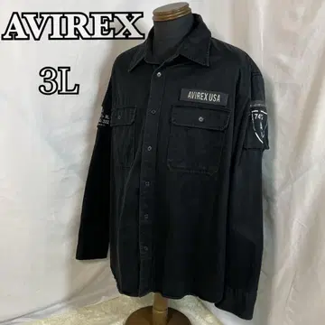 AVIREX 퍼티그 셔츠 긴팔 블랙 검정 3L 밀리터리