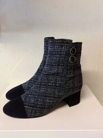 DIANA 다이애나 트위드 부티 부츠 가죽 인솔