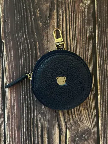 familiar 네이비 가죽 코인 케이스 곰 모티브