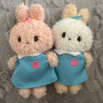 토끼 봉제 인형 세트 (핑크 화이트)