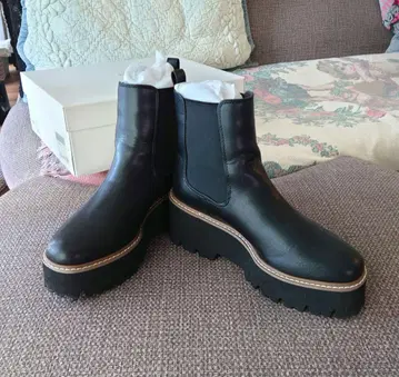 새상품급 EVOL 통굽 트랙 밑창 사이드 고어 부츠 23.5 블랙