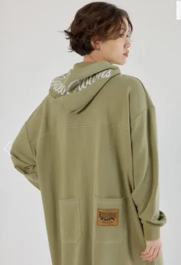 로데오 크라운 RCS 컬러 스티치 후드티 원피스 카키