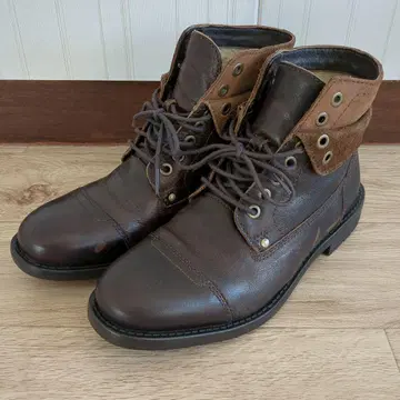 남성용 브라운 가죽 하이컷 부츠 퍼 포함 25cm