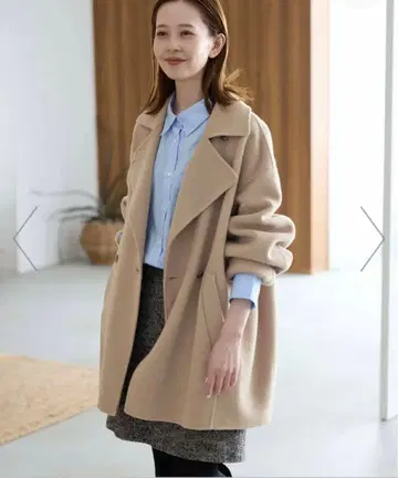 [택 포함 새상품] SLOBE IENA 더블 페이스 미들 코트 카멜