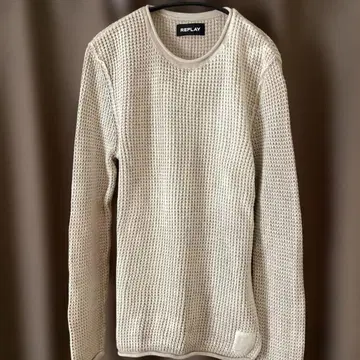 REPLAY 베이지 와플 편직 니트 스웨터