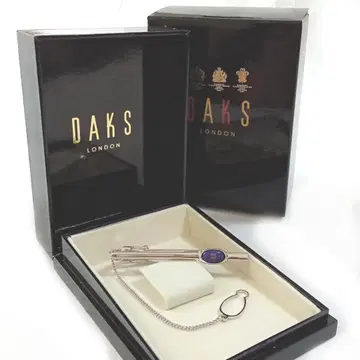 dkt8 새상품 DAKS 닥스 넥타이핀 체인 포함 실버 x 퍼플 보라색