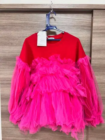 VIVIANO 핑크 레드 프릴 트레이닝복