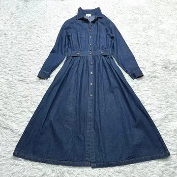 에미+ 데님 셔츠 원피스 인디고 블루 M