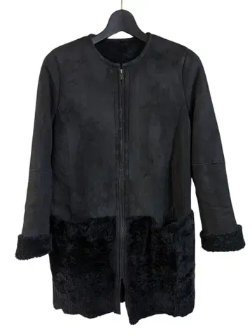 온워드 카시야마 23구 노카라 리얼 무스탕 코트 블랙 40