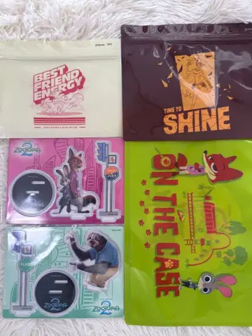 주토피아 HAPPY 복권 G상 아크릴 스탠드 2개 + J상 지퍼 백 세트