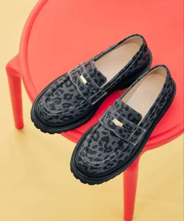 레오파드 무늬 로퍼 블랙/그레이