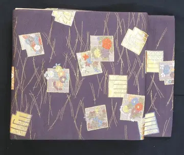 순수 실크 미사용 금박 후쿠로 오비 교고쿠 나마카베이로 코도 마크