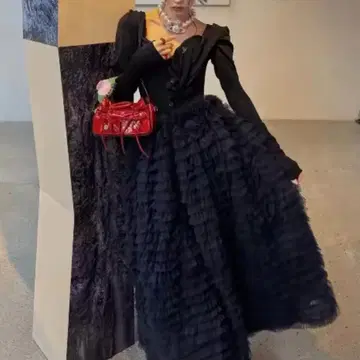 bibiy 풍 샤샤 스커트 네이비