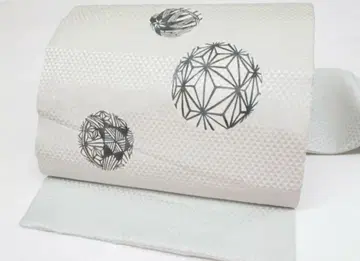 9촌 나고야 오비 오타이코 패턴 아사노하 마리 순수 실크 화이트