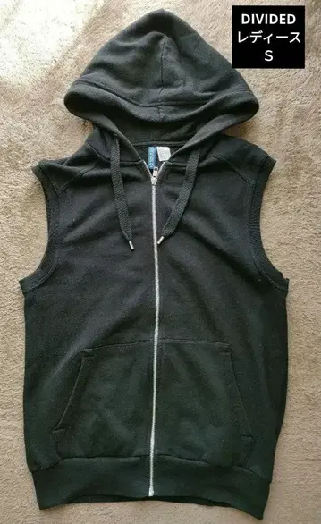 DIVIDED 여성용 S 후드 부착 블랙 베스트