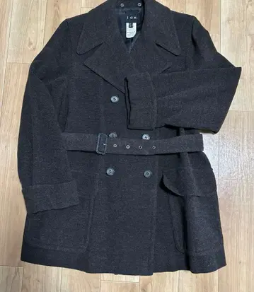 ICB 다크 브라운 더블 브레스트 피 코트 L 사이즈