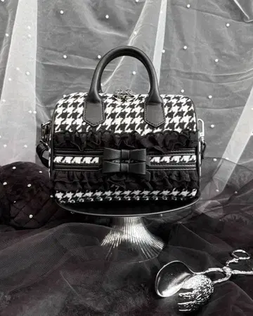 허니뮤우 하운드투스 체크 리본 보스턴 백