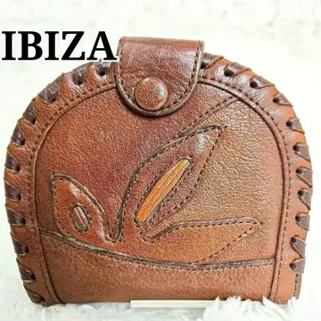 IBIZA 이비자 천연 가죽 코인 케이스 엠보 핸드 스티치 브라운