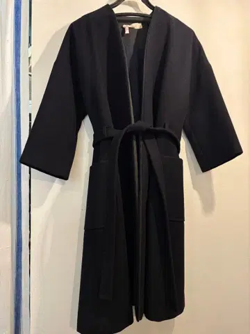 rukkilill 노카라 롱 코트 울 캐시미어 혼방 네이비