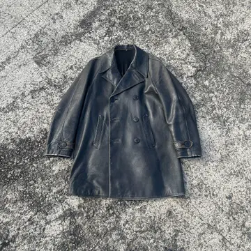 60~70' 유로 빈티지 가죽 코트