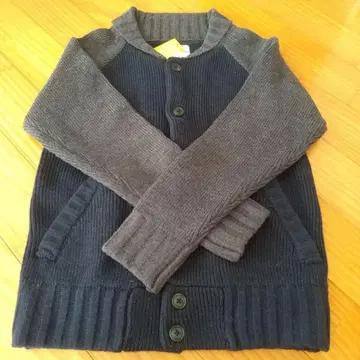 미사용 새상품 칼라 가디건 블루종 M 네이비/그레이