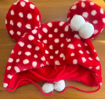 미니 팬캡 도트 빨간색 화이트 모자 디즈니