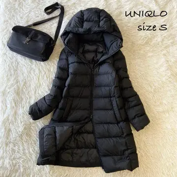 UNIQLO 유니클로 라이트 웨이트 다운 후디드 코트 사이즈 S 블랙