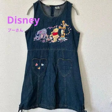 레어 레트로 곰돌이 푸우 디즈니 데님 점퍼 스커트 원피스